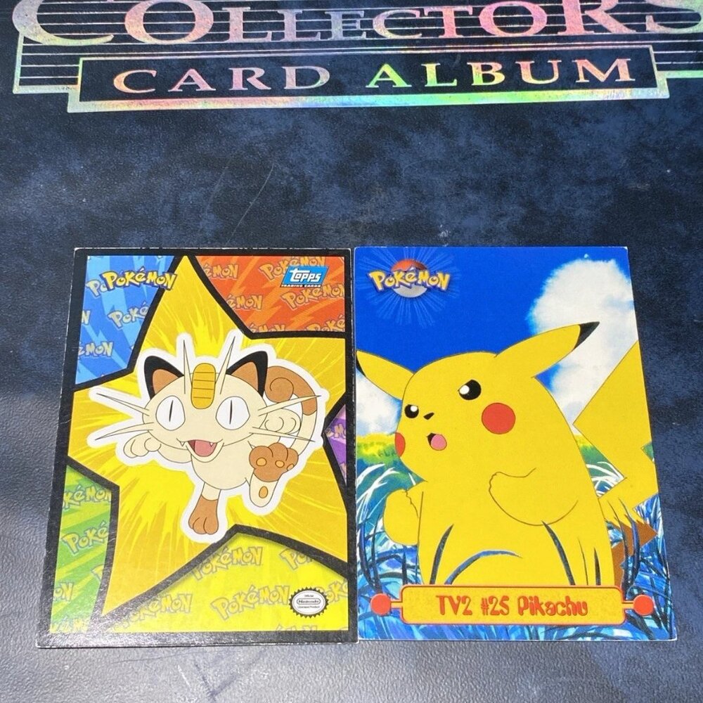 Pokémon TOPPS Cards – Pikachu TV2 #25 & Meowth Puzzle Lot